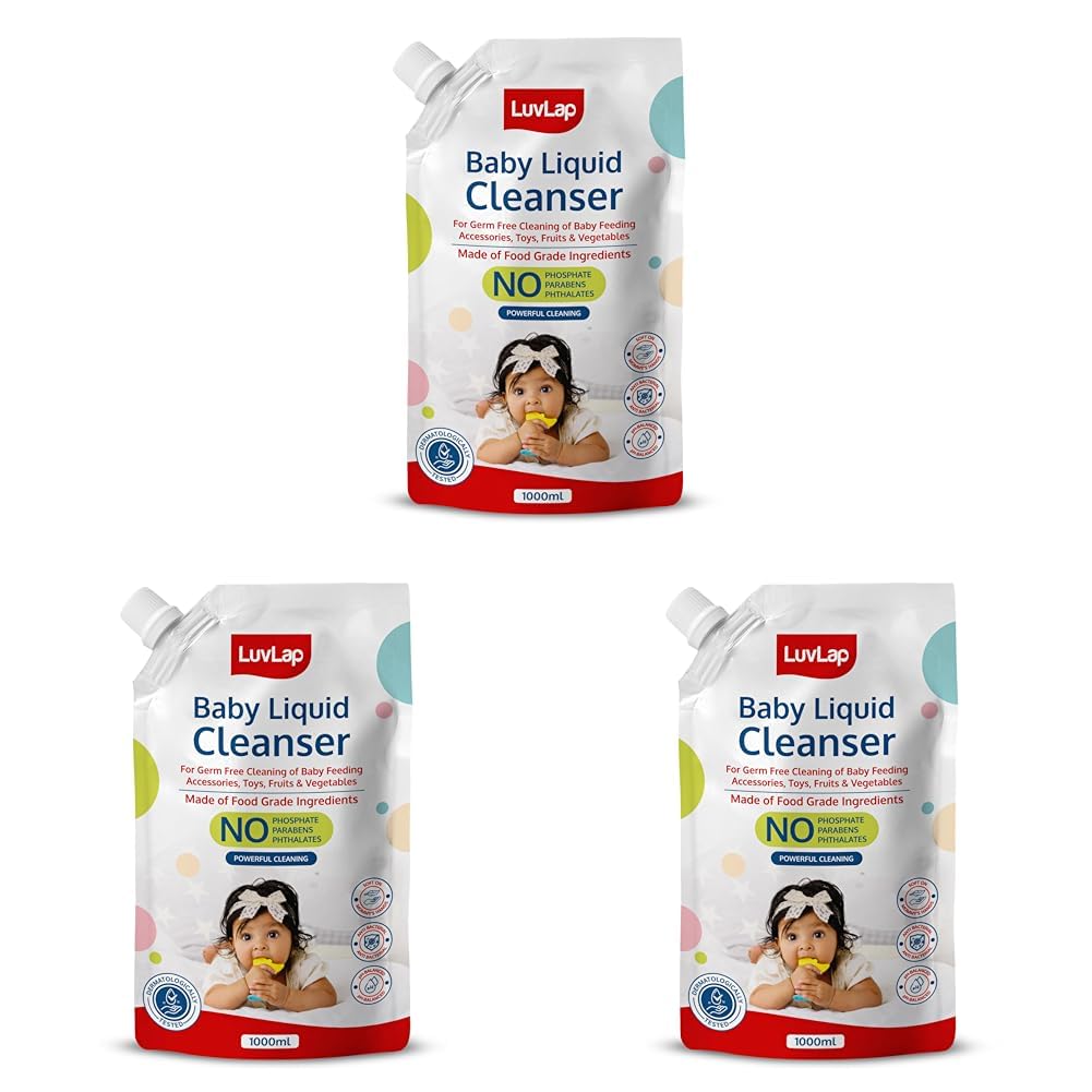 LuvLap Baby Liquid Cleanser Refill pack- 1000ml, For cleaning feeding bottle, cutlery, toys, fruits & vegetables, Kills 99.9% Germs, pH Balanced Dermatologically tested formula, No harsh chemicals-image-12