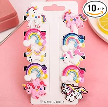 10pcs Rainbow Unicorn Multicolor Stylist fancy Hair Clips Set Baby Hairpin For Kids Girls Toddler Barrettes Hair Accessories Baby Girl Clip Hair Clip (Multicolor)