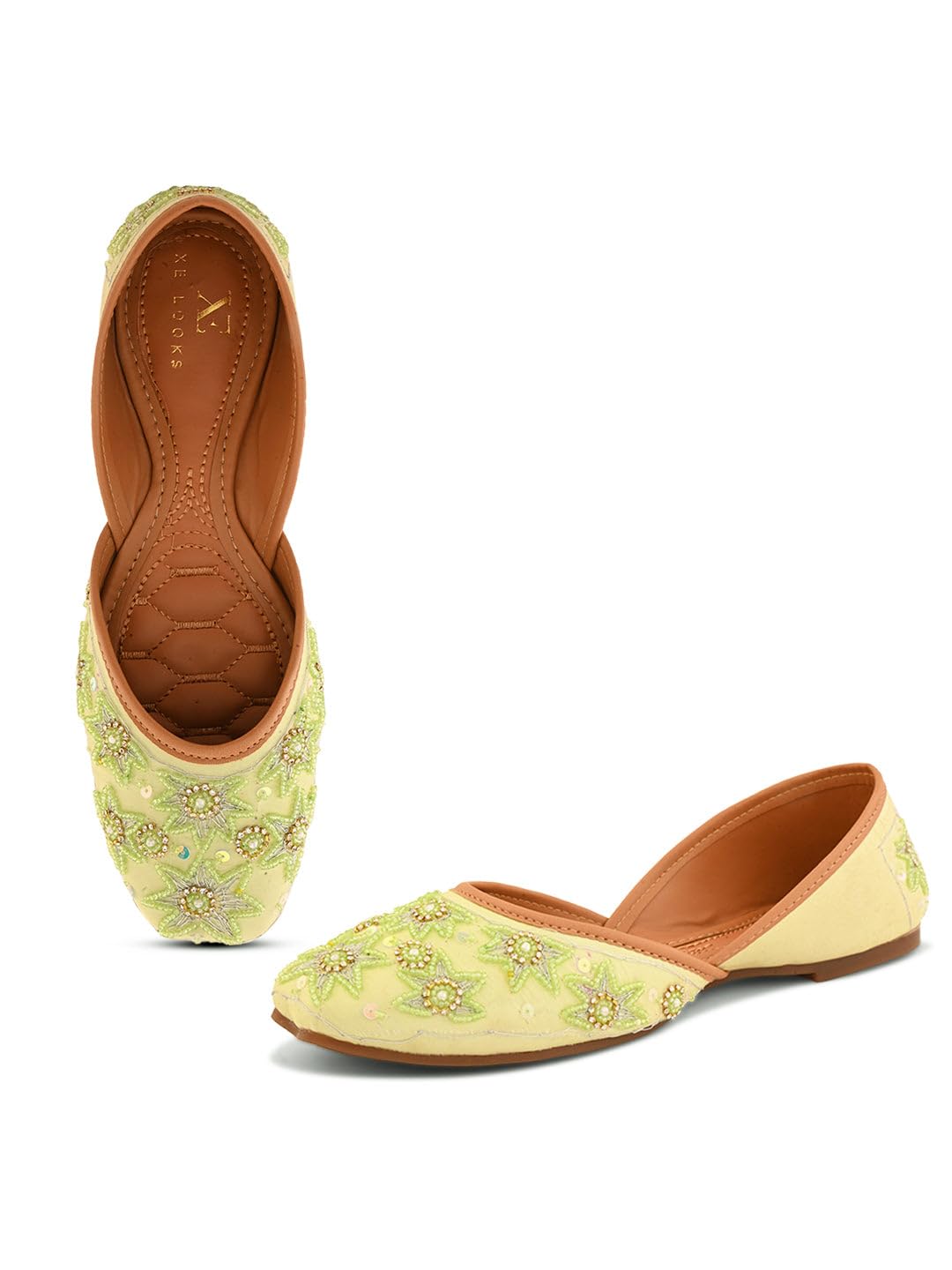 Handcrafted Jutti | Ethnic Slip-On Punjabi Juttis with Floral Beaded Embroidery |Comfortable Traditional Footwear | for Girls & Women-image-12