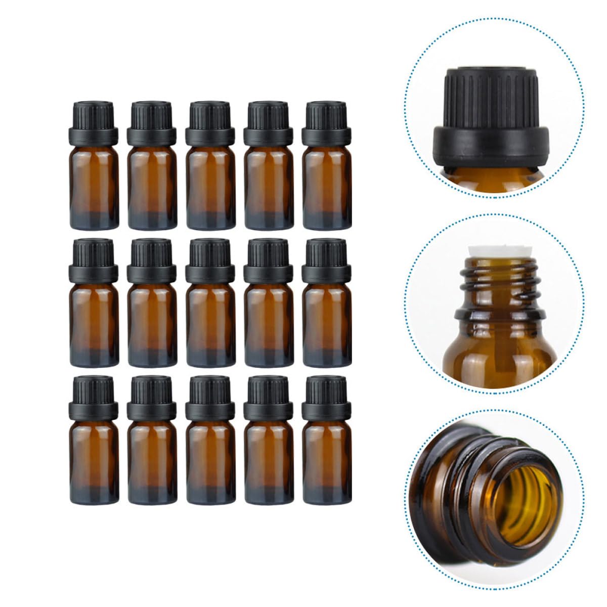 15ml Parfümflasche aus Glas, Braun, Nachfüllbar, 20 Stück | Kosmetikflasche für Unterwegs, Kleine Fläschchen zum Befüllen, für Ätherische Öle und Make Up