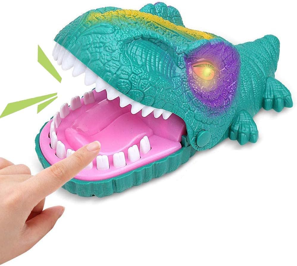 Dinosaur Dentist Game,Classic Bite Finger Game,Dinosaur Dentist Classic Bite Finger Dino Toy Funny Family Party Tabletop Board Game with LED Light and Sound