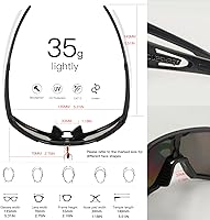Vista 4 de Queshark - Gafas de ciclismo, lentes de sol deportivos para hombres y mujeres, 1 lente polarizada 2 HD, lentes de sol polarizados para ciclismo
