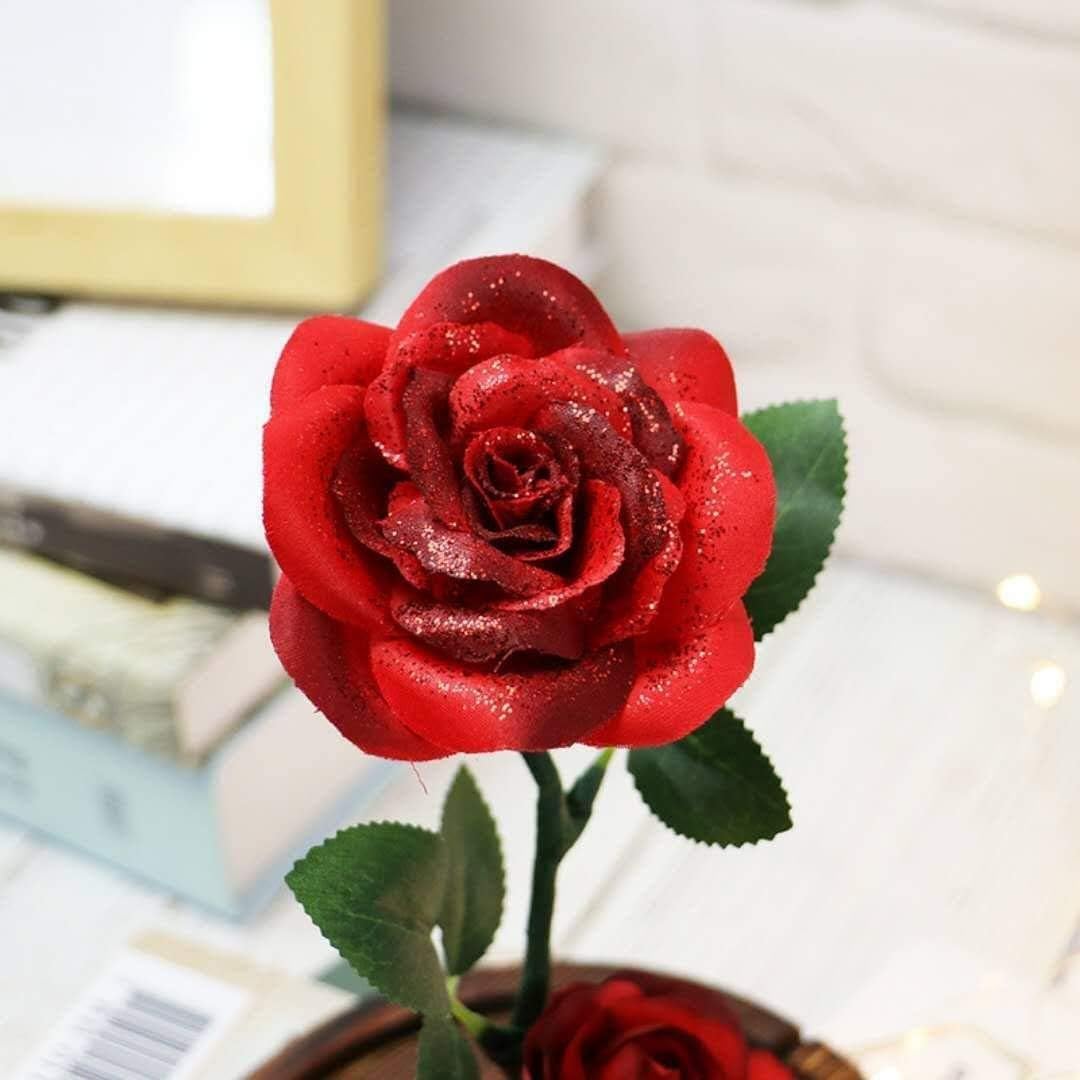 La Bella y la Bestia Rosa Eterna, Rosa en Cúpula de Cristal con Luces Cálidas, Flor Eternal Rose Regalo para Día de la Madre, Día de San Valentín, Aniversario, Mamá, Esposa, Novia