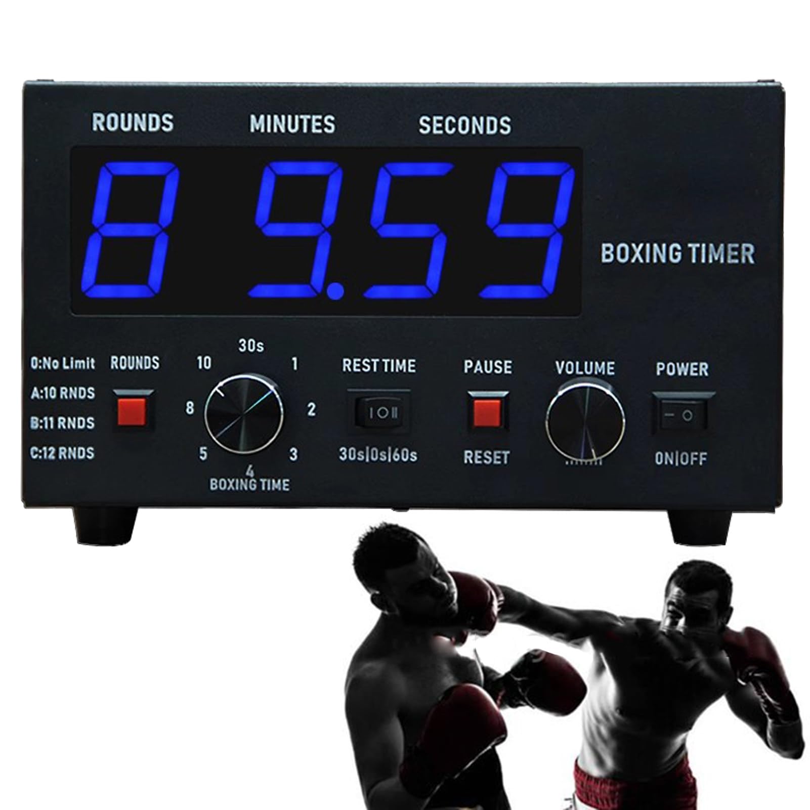 Timer a intervalli con display a LED, suono regolabile, tempo di allenamento personalizzabile e ripetizioni per allenamenti di boxe, MMA, kickboxing