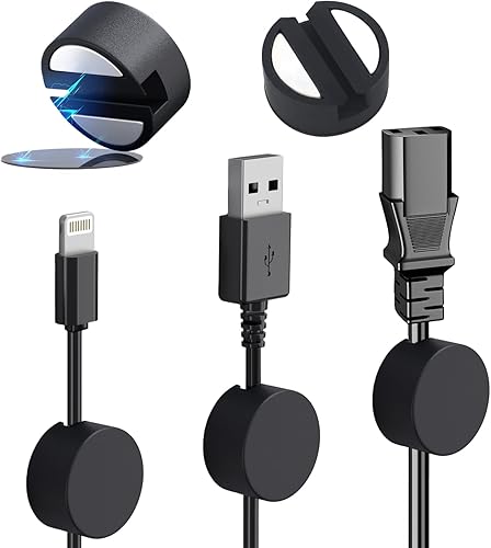 Pro - Organizador magnético de cables, paquete de 5 soportes magnéticos para cables de silicona para gestión de cables, adecuado para acero, hierro,