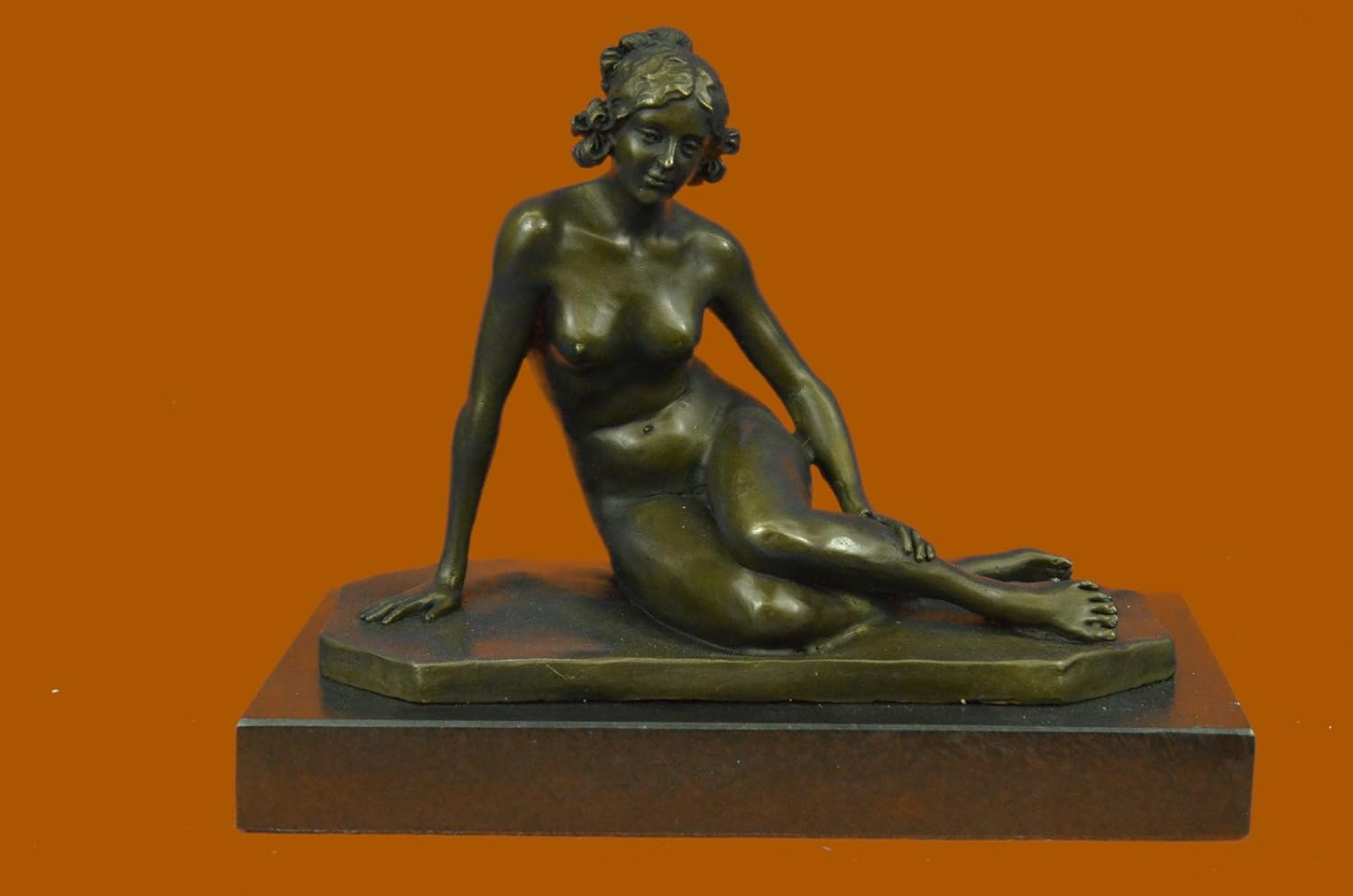 Elegant Signed by Milo Bronze Marble Statue Nude Female Bust Sculpture Figure