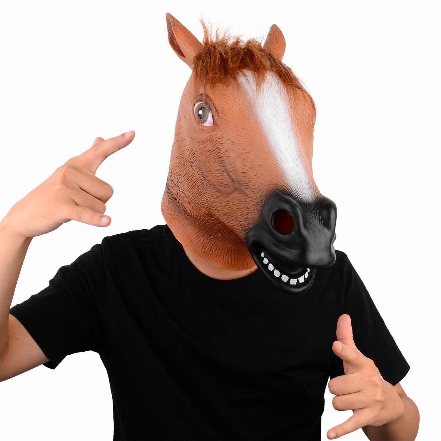 Horse Mask Creepy Brown Horse Head Rubber Latex Animal Halloween Costume Party Mask for Adults