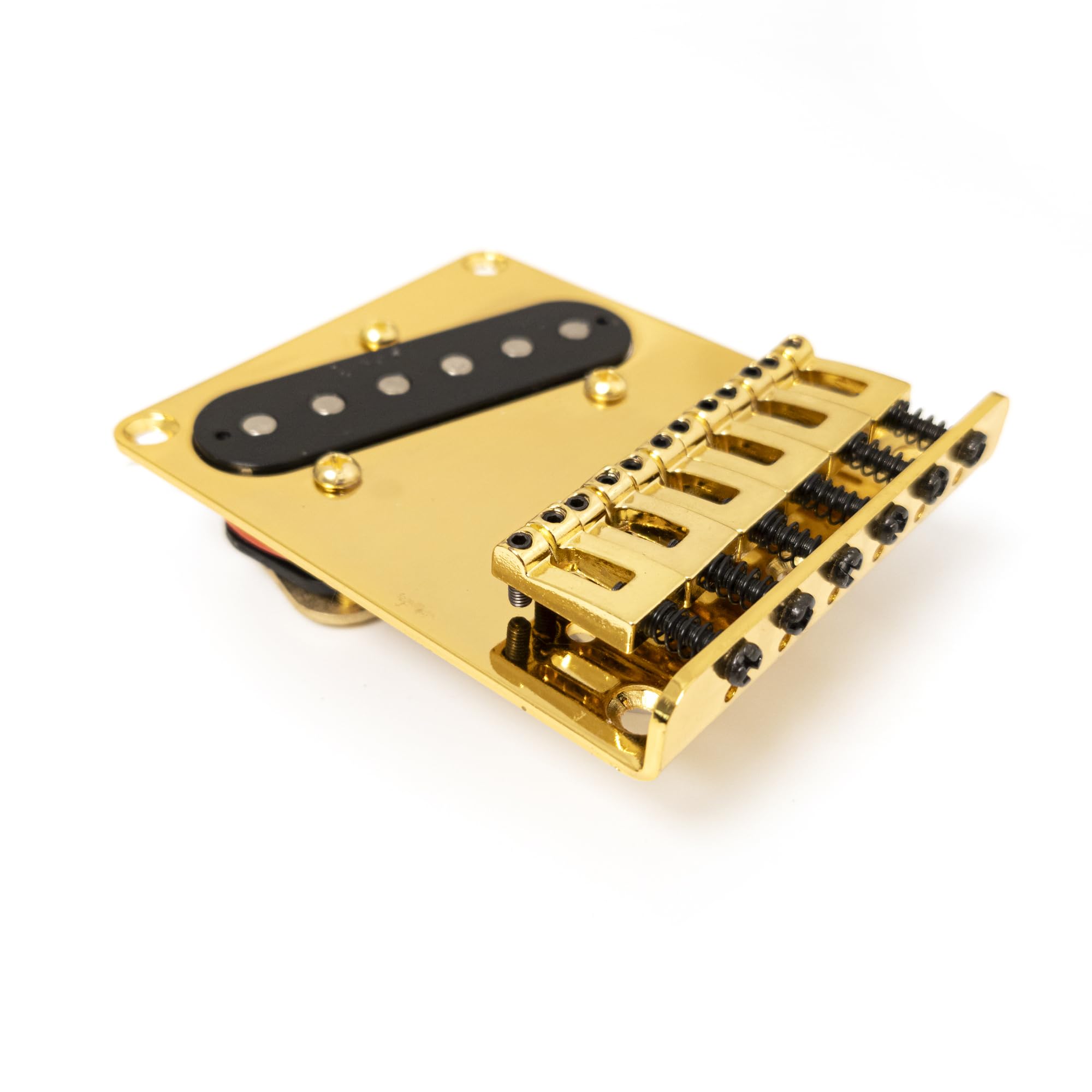 Puente dorado de 6 sillines con pastilla de bobina única compatible con Fender Telecaster - Piezas de repuesto para montaje de puente de guitarra eléctrica