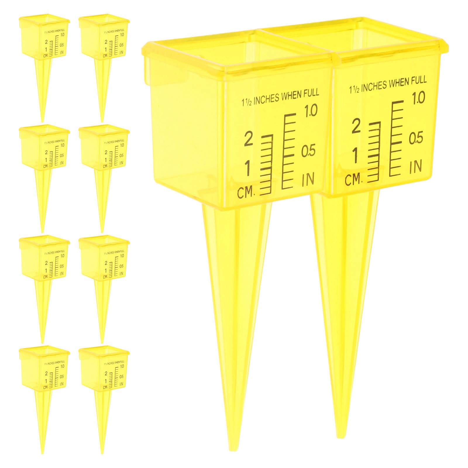 Tofficu 20 Pezzi Pluviometro da Giardino in Plastica Giallo Lettura Facile e Inserimento Semplice per Monitoraggio Pioggia in Cortile e Giardino Esterno