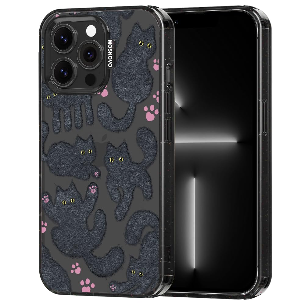 MOSNOVO Case for iPhone 13 Pro, [10ft 4X Military-Grade Drop Protection] Durable & Shockproof Phone Case Cover Design for iPhone 13 Pro - Black Fluffy