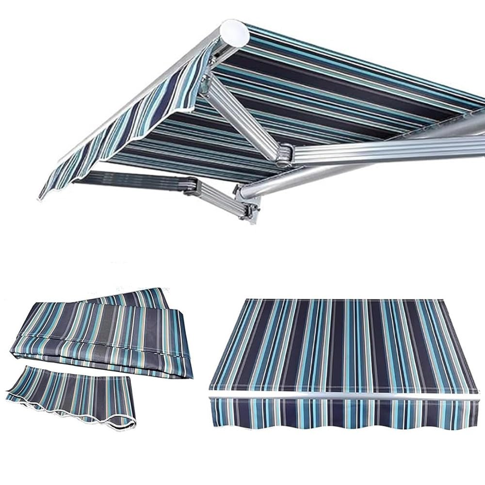 Tessuto di ricambio in poliestere per tenda da giardino 300 x 250 cm e 365 x 200 cm, parasole manuale retrattile (blu, 180 x 150 cm) – Protezione UV per esterni