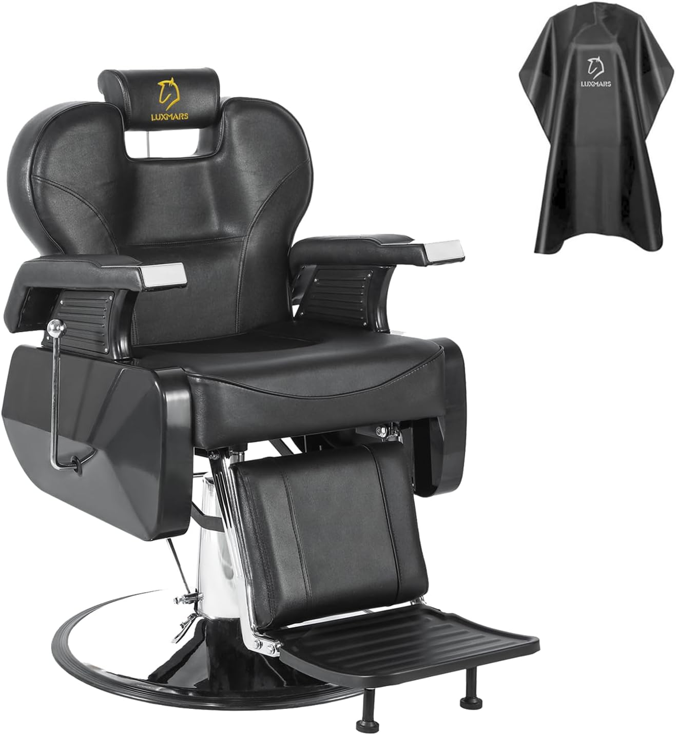 LUXMARS Barber Chair Hydraulic Reclining Salon Chair