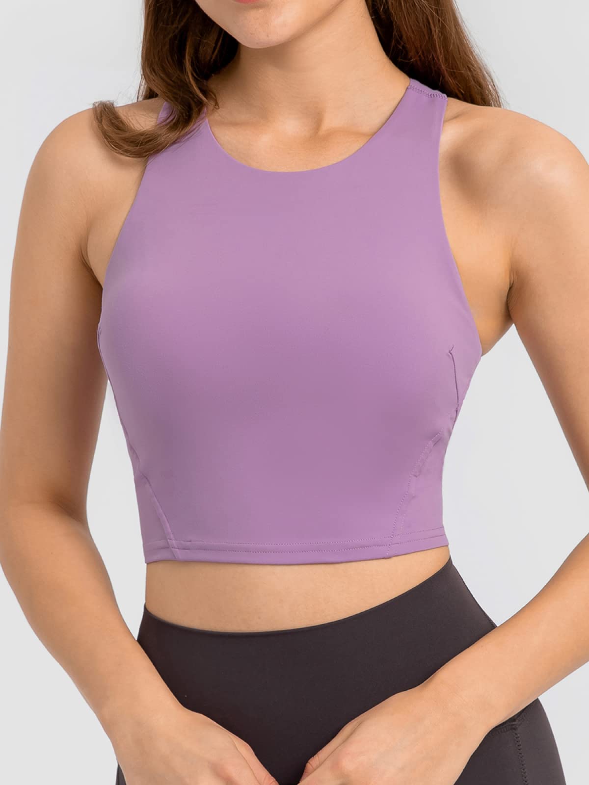 Sujetador Deportivo Mujer Top Corto Sin Mangas para Mujer, Top Deportivo De Cuello Alto con Sujetador Incorporado, Tanques De Entrenamiento De Espalda Cruzada para Correr, Yoga, Fitness