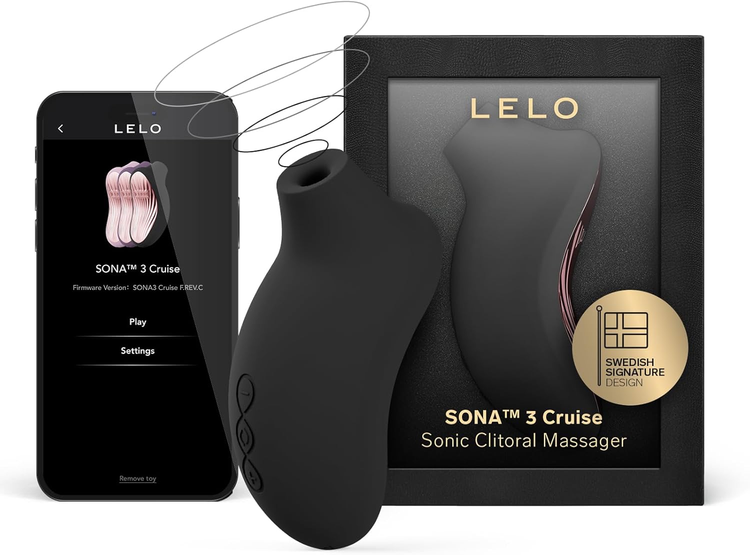 LELO SONA 3 Cruise Sonic Vibrator for Women with 12 Settings - Premium Clitoral Stimulator with App Control - Black Adult Toy with Cruise Control Technology