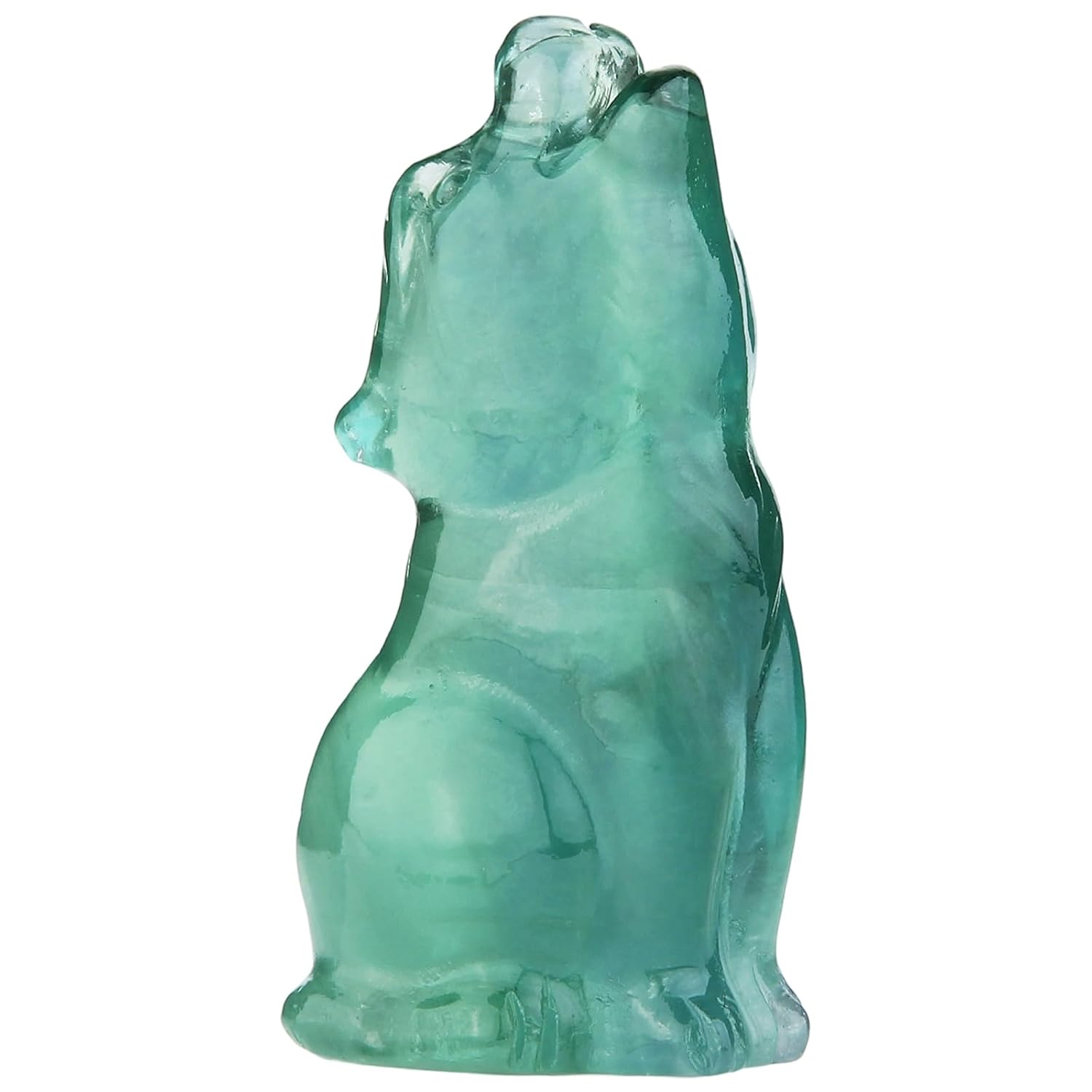 Fluorite Wolf Crystal Figurine, 2.2 Inch Hand Carved Statue Decor | Natural Crystal Wolf Carving Home Office Desk Decor, Howling Wolf Totem Healing Stone Animal Figurine Gift...