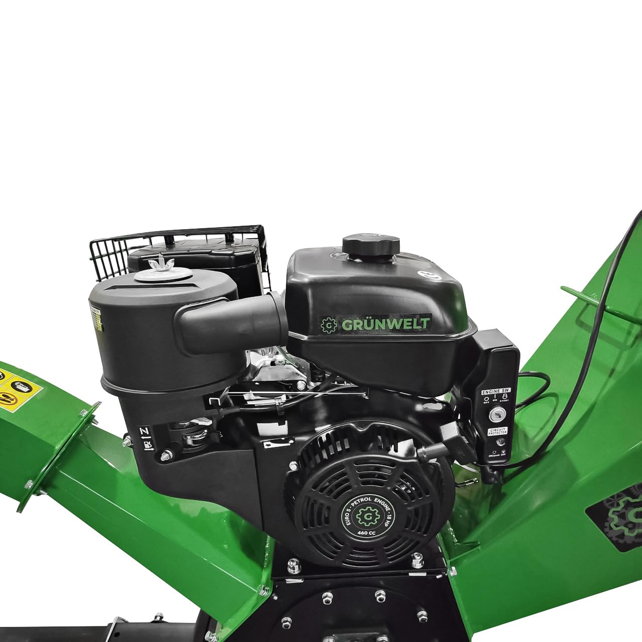 Grünwelt GW-S312E Broyeur à bois avec démarreur électrique Moteur à essence 18 CV