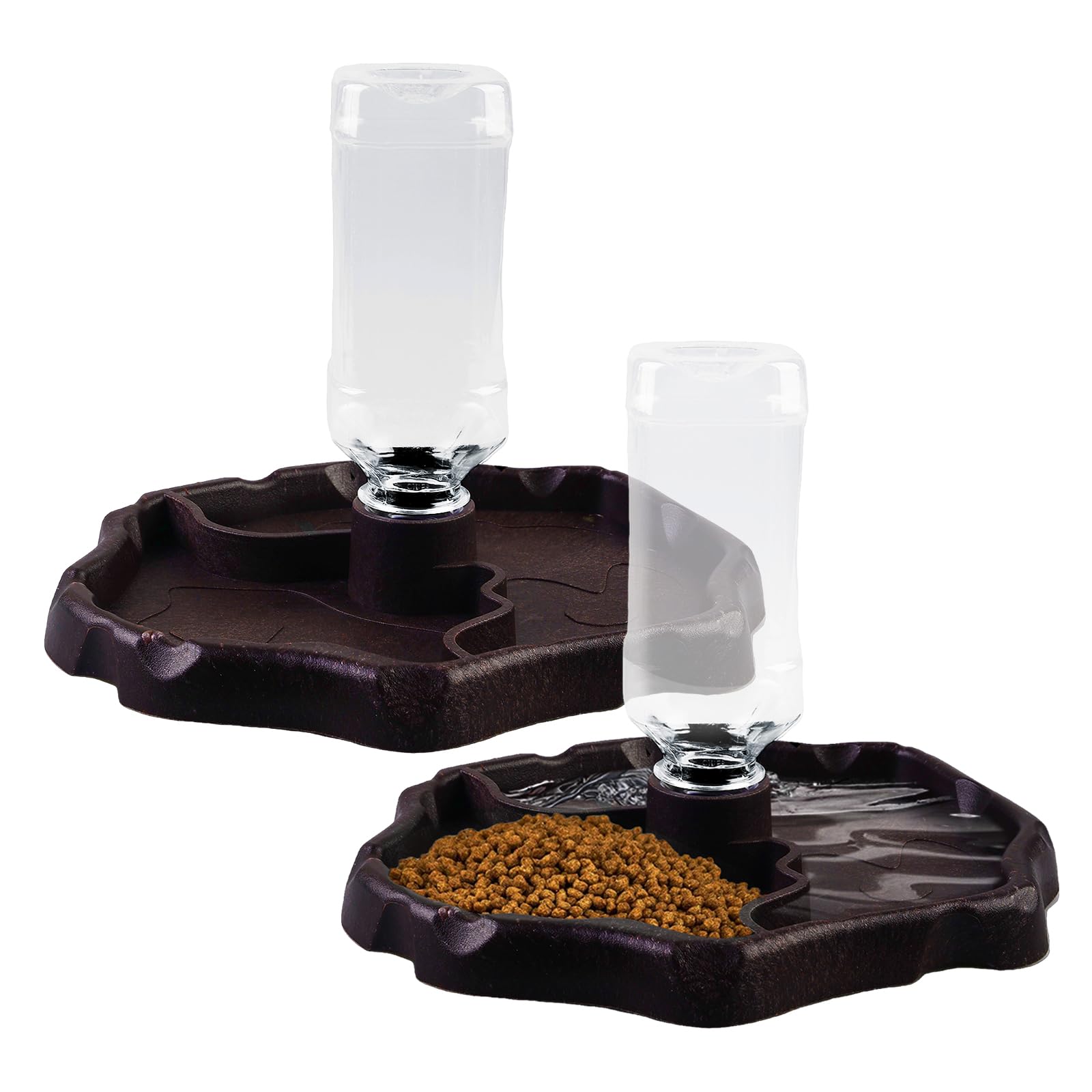 Vegena 2pcs Distributore Di Acqua Per Rettili 2 In 1 Ciotola Rettili Acqua Alimentatore, Ciotola Per Mangiatoia Per Tartarughe Ciotola Per Rettili Automatico Per Tartarughe Scorpioni Lucertole