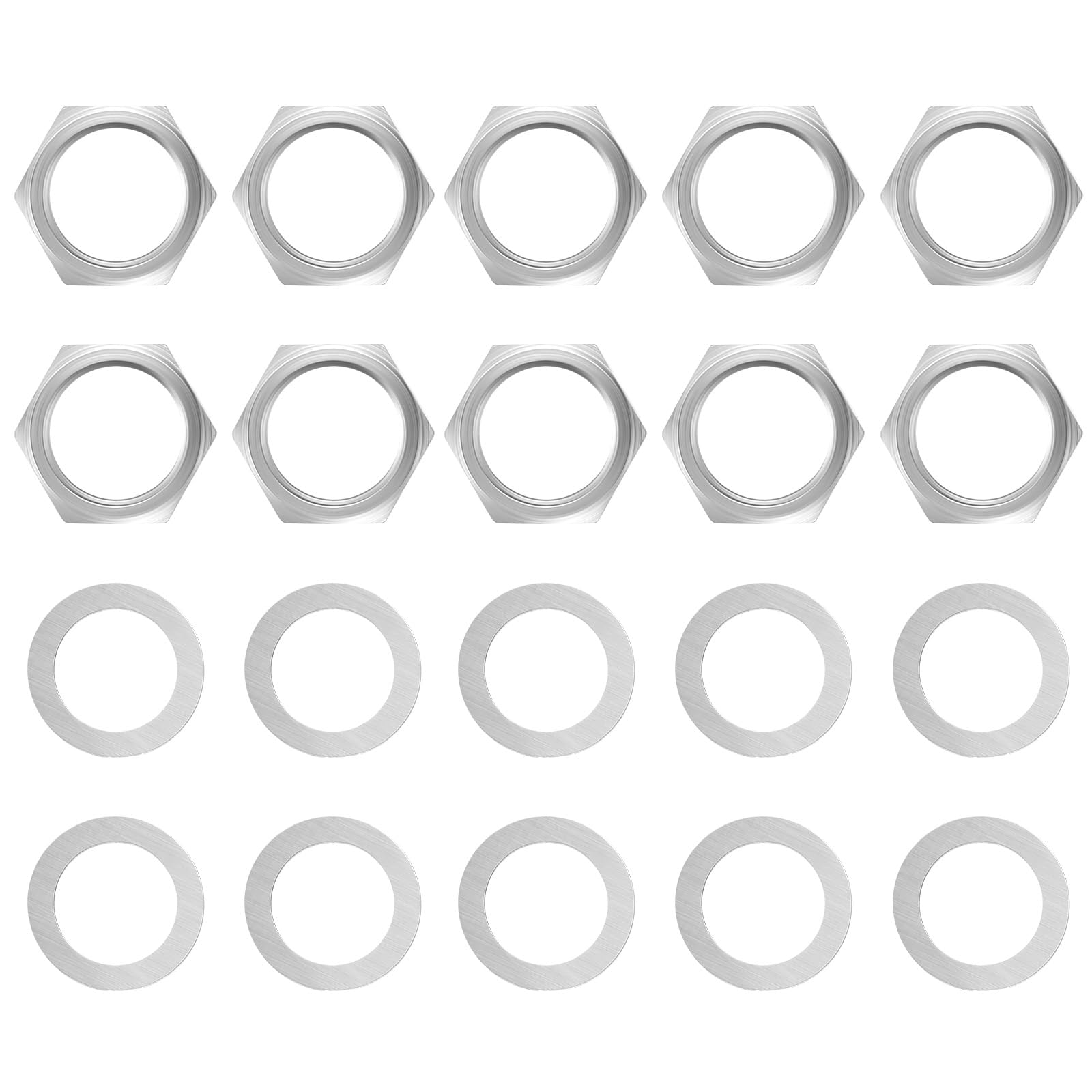 10 Set Jack Socket Nut with Washer, Guitar Nuts and Washers, 3/8