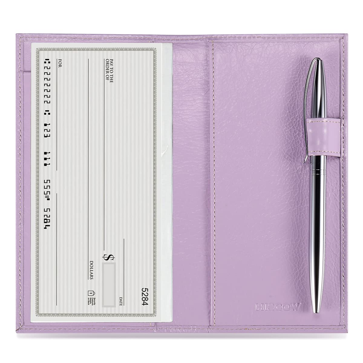 HISCOW Leather Checkbook Cover for Duplicate Checks with Pen Holder