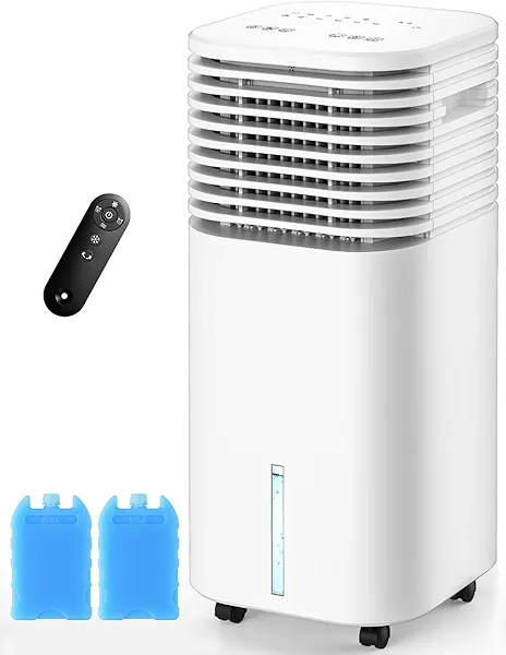 CENSTECH Windowless Air Conditioner, Swamp Cooler with 4 Modes & 3 Speeds, 15H Timer for Smart Auto-off, 2-Gal Tank for 20H Cooling, Remote, 120° Oscillating Portable Air Conditioners No Hose Needed