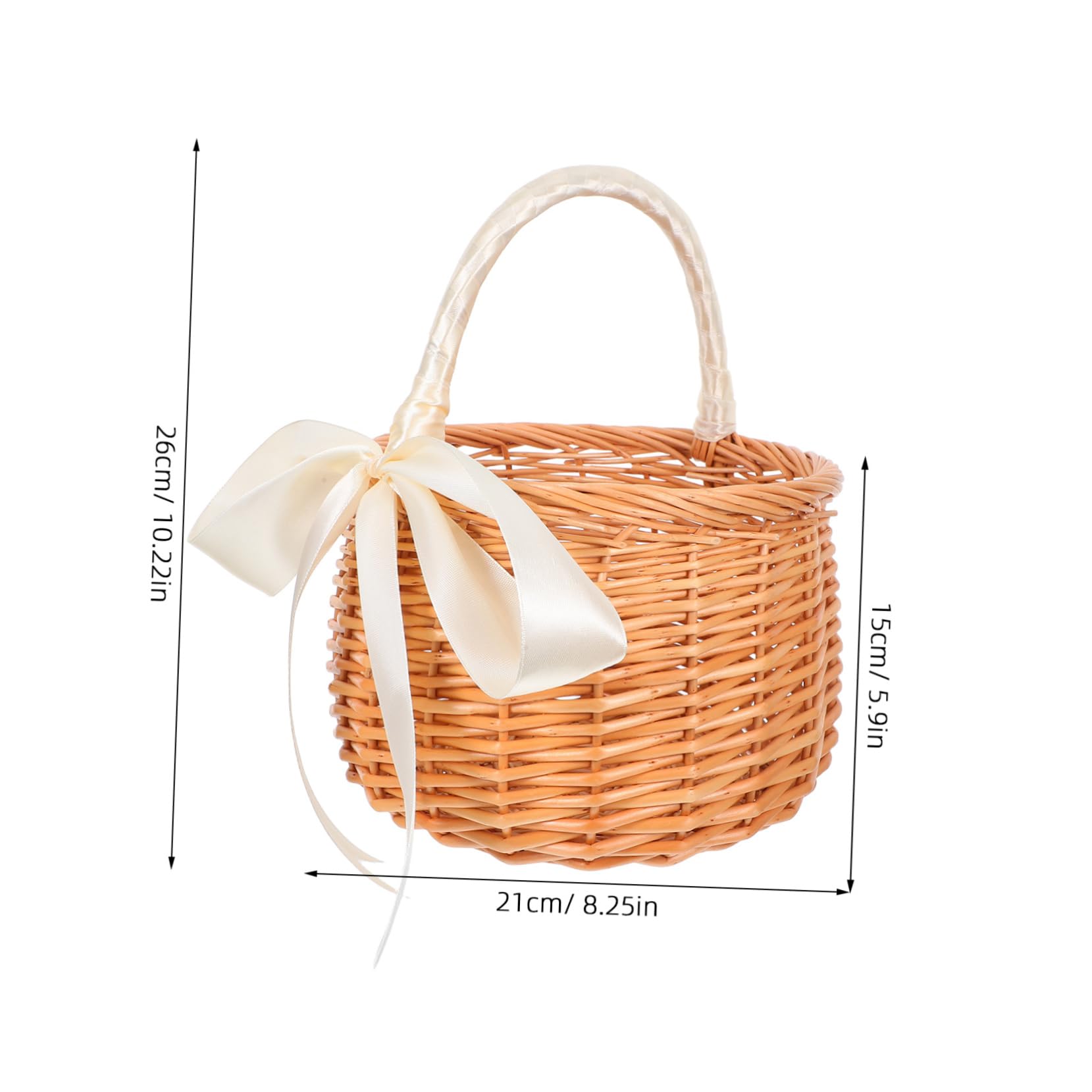 Handwoven Decorative Wicker Rattan Basket with Comfortable Handle for Weddings Picnics and Versatile Storage