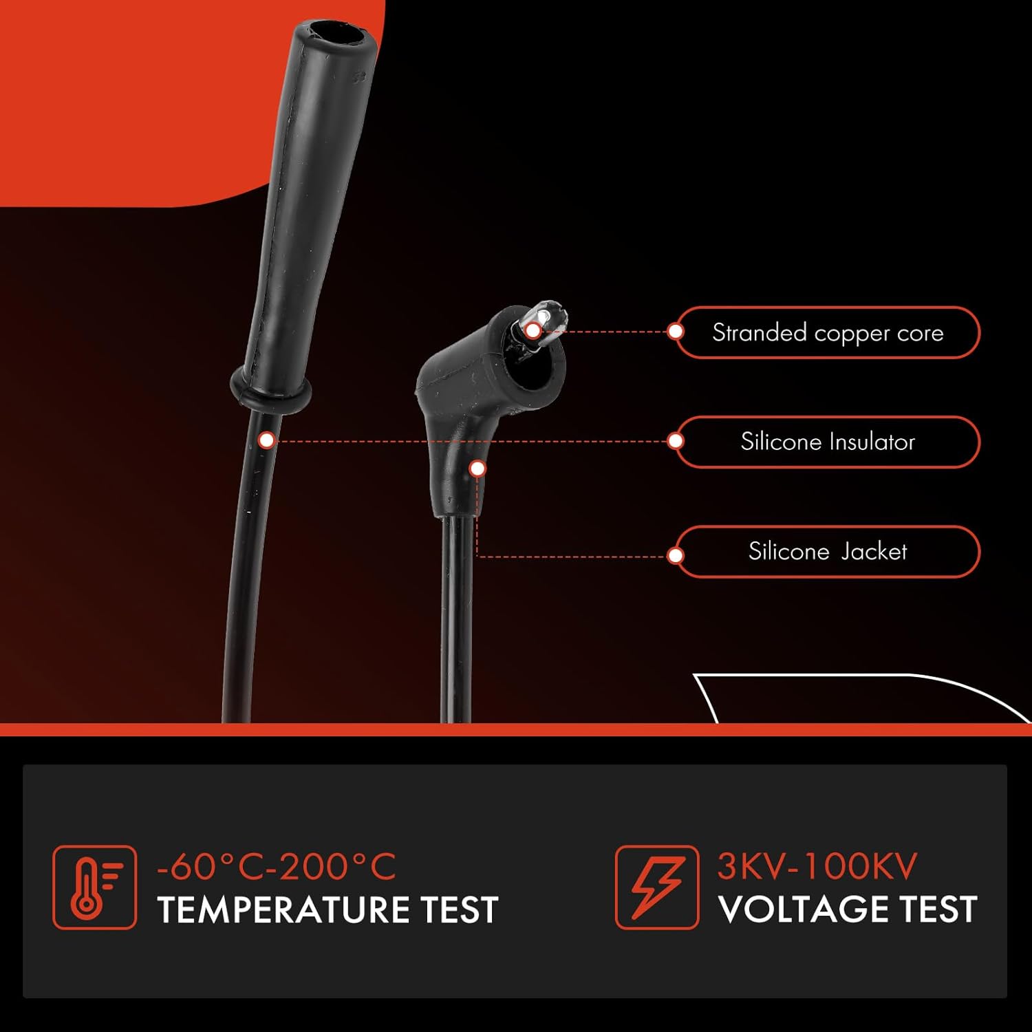 A-Premium 6PCS Spark Plug Wires Compatible with Chrysler Town & Country, New Yorker, LeBaron & Dodge Challenger, Colt, Ram 50 & Mitsubishi Galant & Fiat 124 & Plymouth Arrow Pickup & Mazda B2000