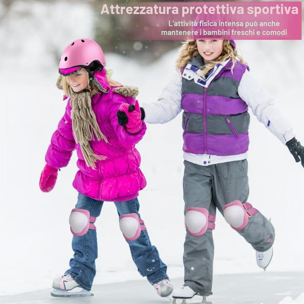 Set di Protezioni per Bambini , Con Casco Regolabile Ginocchiere Gomitiere e Polsiere per Skateboard Pattini in Linea Protezione Bambina per Skate Bicicletta Pattinaggio Monopattino