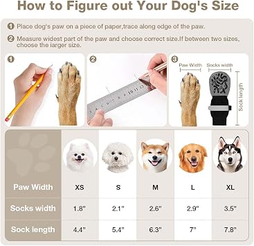 2 Pairs Anti Slip Dog Socks, Dog Paw Protectors with Adjustable Strap, Walking Boots for Injured Paws, Dog Socks Paws Stop Licking, Senior Dogs for Indoor Outdoor Hardwood Floor Walking (XL)