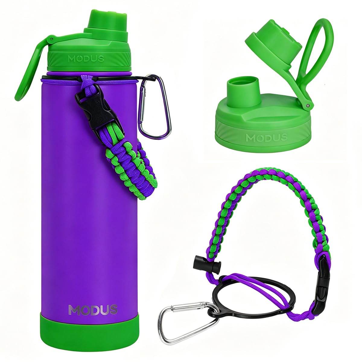 Garrafa Térmica 750ml – 24h Gelada, Alça Paracord, Base Antiderrapante, Tampa Antivazamento, sem BPA (Roxo Escuro)