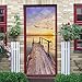 3D Stickers Porte Scènes Multiples Peinture Affiche Murale Papier Peint Trompe l'oeil Imperméable Amovibles Autocollants Affiches Art Décor.Coucher de soleil au bord de la mer90 x 200 cm