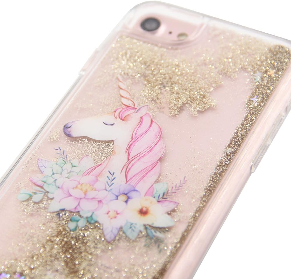 uCOLOR Iridescent Green Silver Glitter Case for iPhone 11 for Girls Sparkle Quicksand Waterfall Clear Fashion Women Protective Case for iPhone 11 6.1 inch 2019 Release