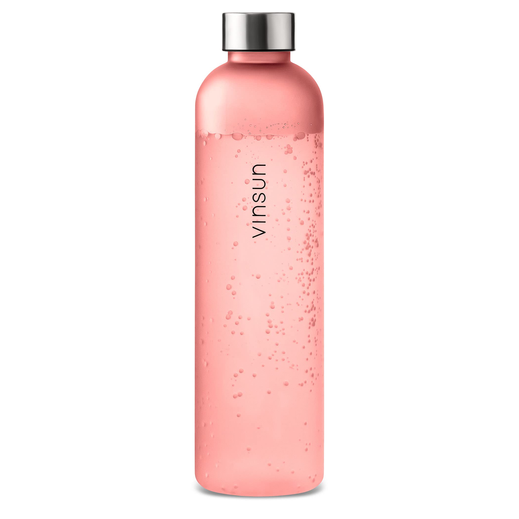 VINSUN Trinkflasche Trinkflasche 1l rosa, wiederverwendbar, kohlensäuregeeignet, BPA frei