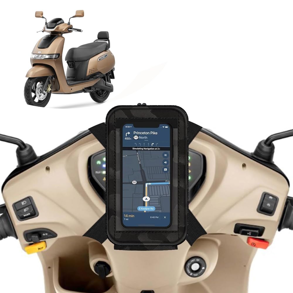 Universal Mobile Holder/Stand/Mount Pouch for Scooters Scooty for iQube (Black-image-47