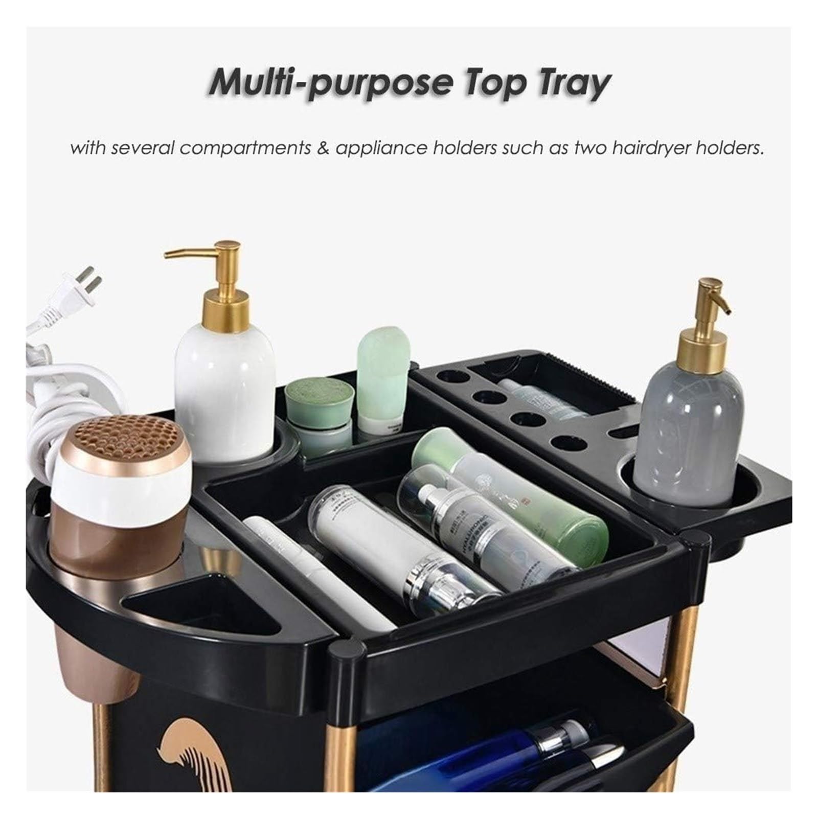 Organizador de Carro utilitario de 4 Niveles: Carro de Servicio rodante for salón, Belleza y Tatuaje con 4 cajones y Ruedas(Red)