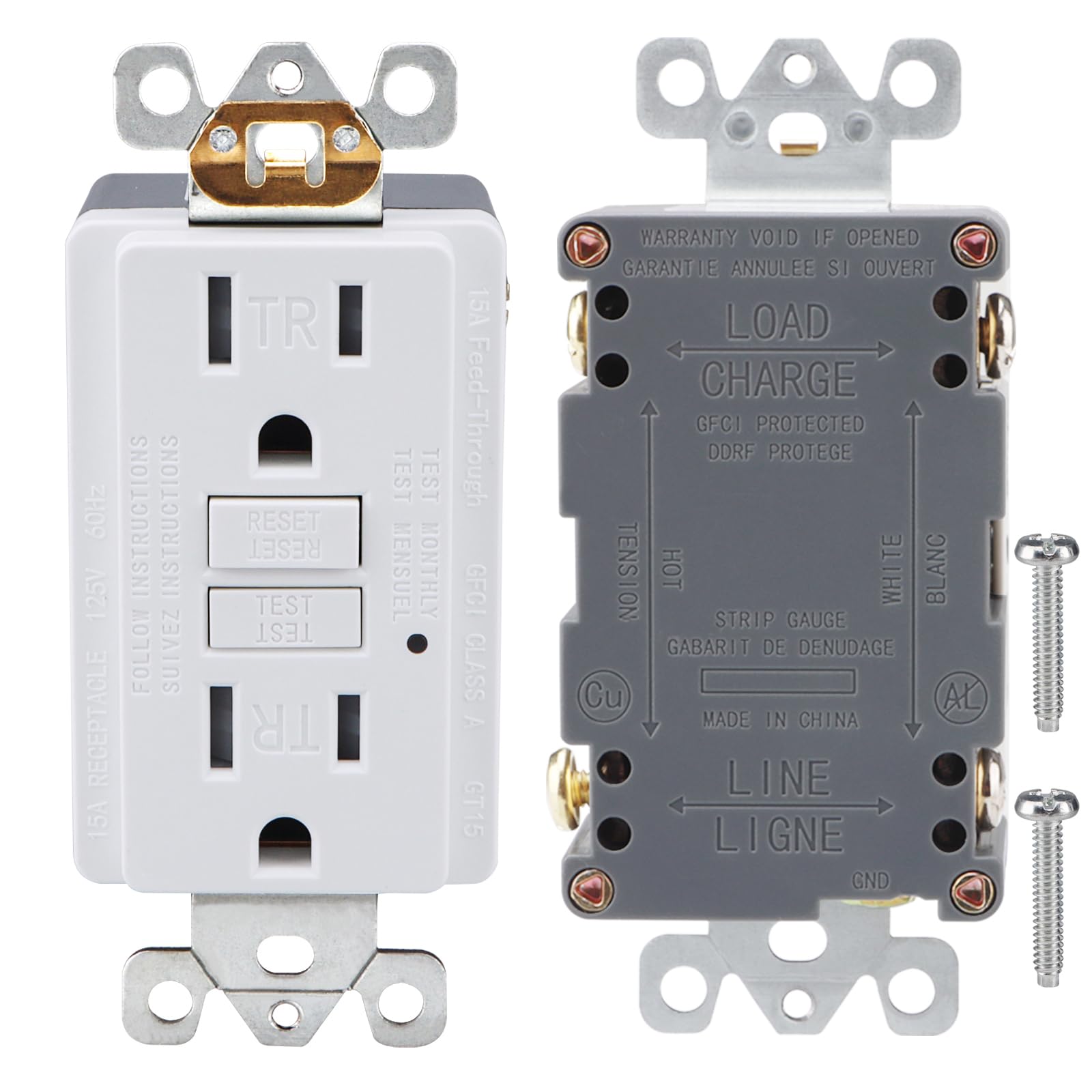 Baomain 15 Amp GFCI Outlet, Self-Test Indoor Receptacle with