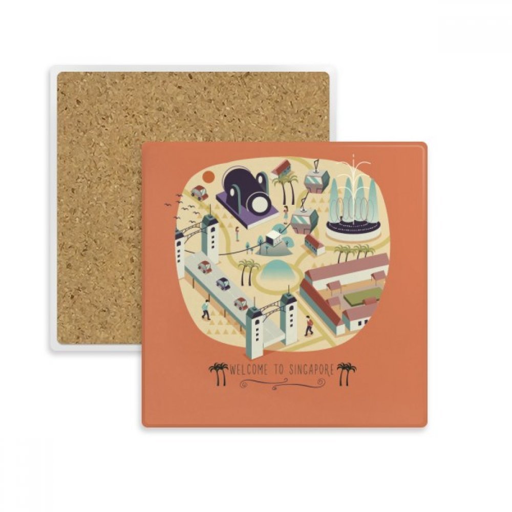 Cadeau Singapour sous-verre absorbant original et coloré