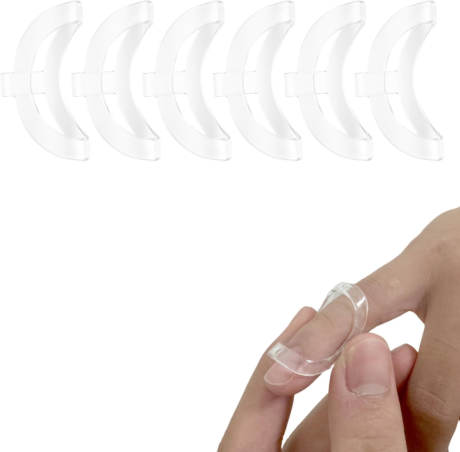 6Pcs Clear Oval Finger Splints, Trigger Finger Splint for Trigger/Mallet/Arthritis/Straightening, Finger Brace Support, Pack of 1 Size (#11)