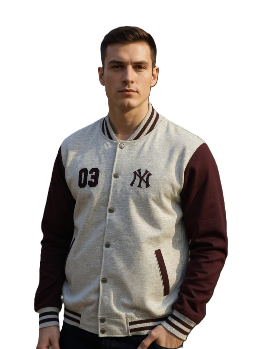 Men's varsity jacket for winter wear full sleeves casual jacket letterman cotton fleece (IN, Alpha, L, Regular)-image-9