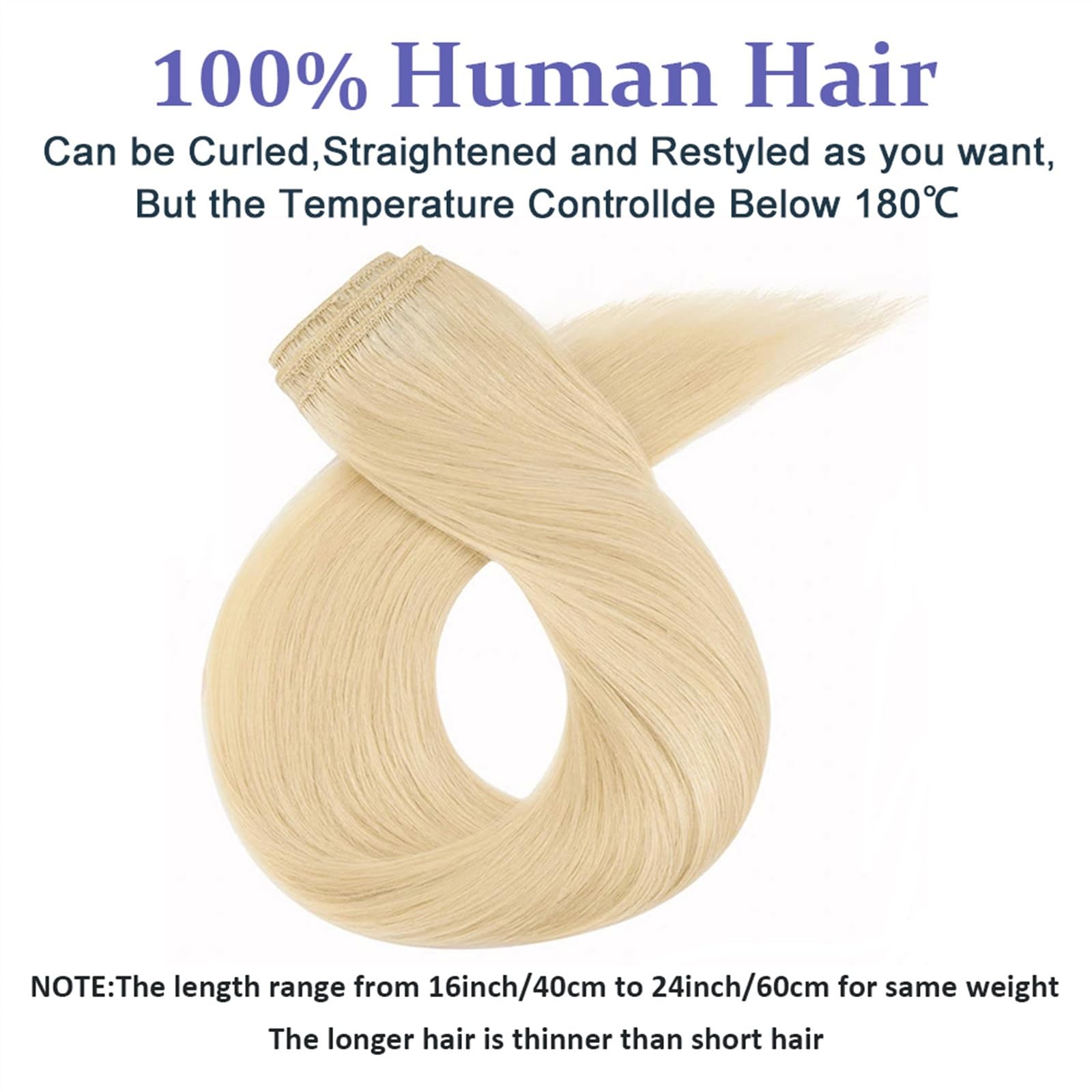Haarverlängerungen 8 Teile/satz Haarverlängerungen Clip in Echthaar Blond #613 16-24 Zoll Voller Kopf Seidige Gerade Remy Clip in Haarverlängerungen Remy Echthaar Natürliches Menschenhaar(16inches)