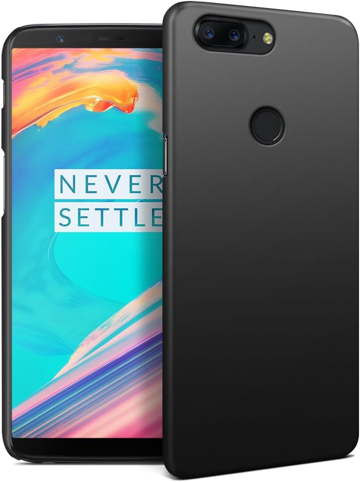 RIFFUE OnePlus 5T Case, Slim Thin Fit Shell Hard Plastic Scratch Resistant Protective PC Cover Matte Texture Smooth Coating Case for OnePlus 5T - Black
