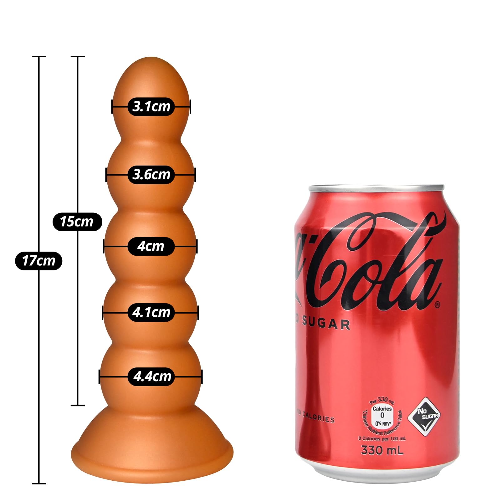Roluck Dildo anal con ventosa, plug anal de silicona suave con 5 bolas anales, estimulación del punto G, masturbación anal, juguete sexual para hombres y mujeres (L)