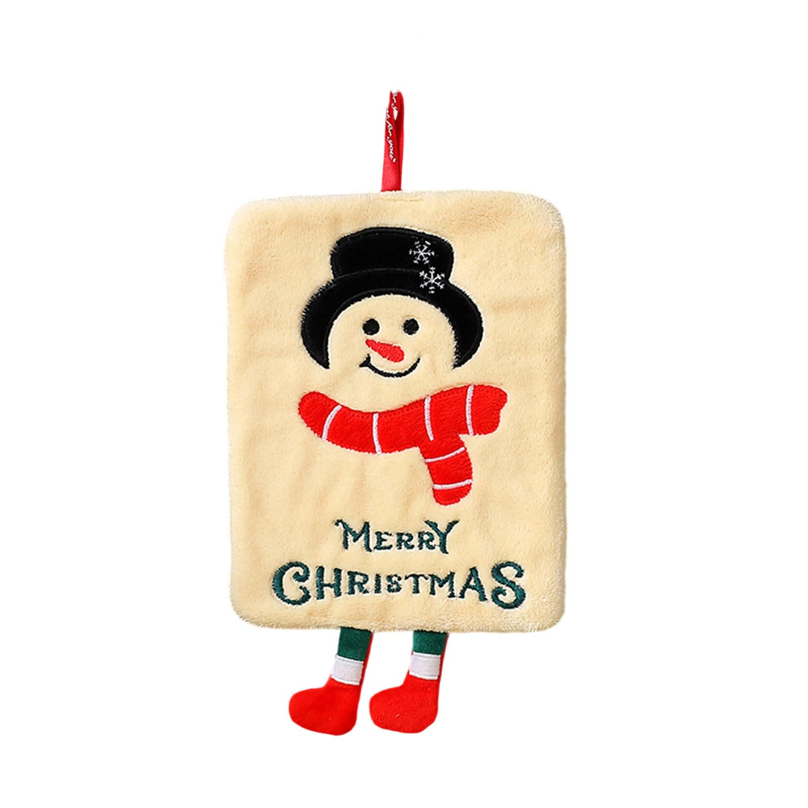 Msioytog Cartoon Christmas Pattern Towel Corals Fleece Fabric Fade Resistant Hand Dryer Practical Hanging Rope Drying Cloth