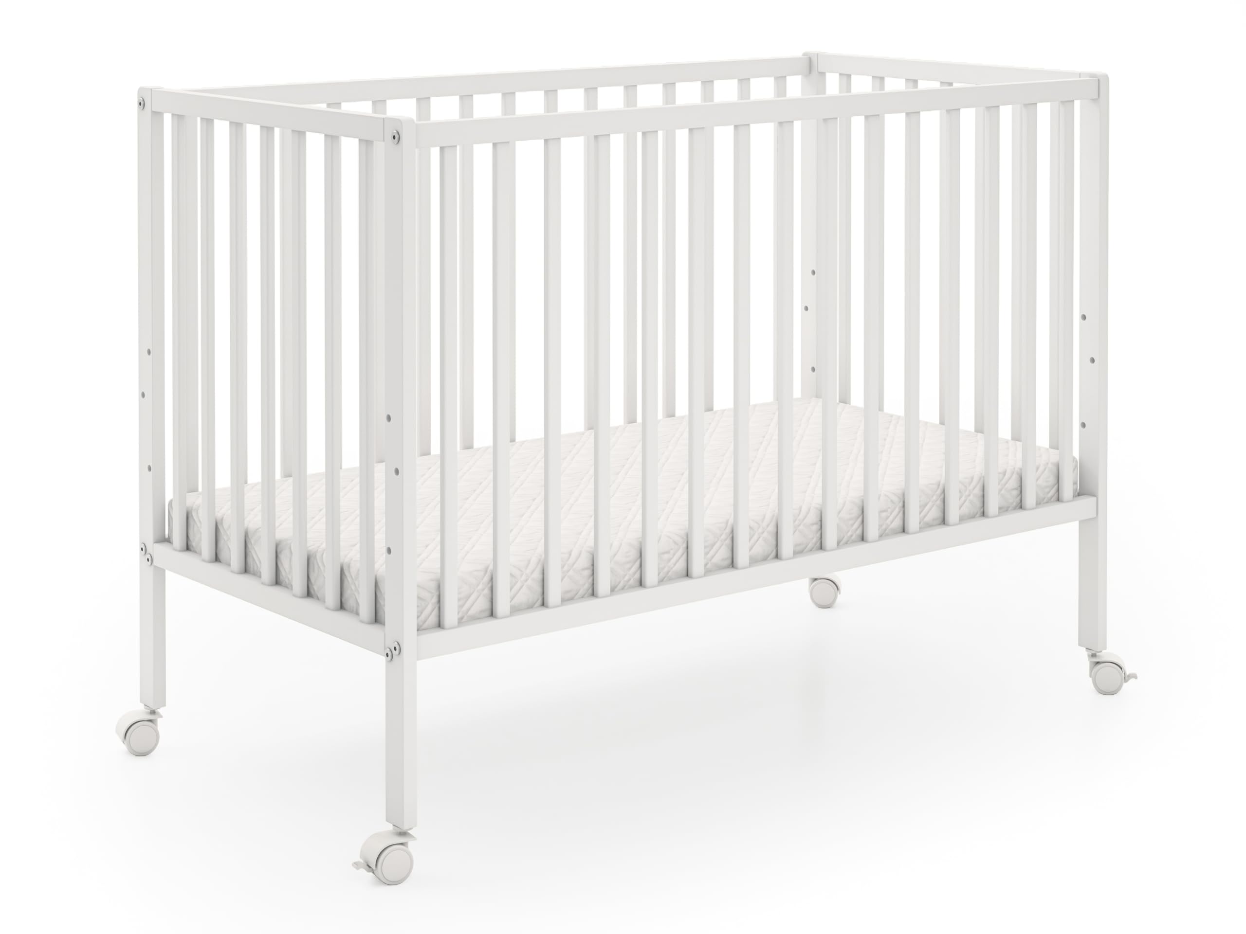 Łóżeczko dziecięce Classic Nest 60×120 cm z materacem i kółkami | 3 poziomy regulacji wysokości dna i 3 wyjmowane szczebelki