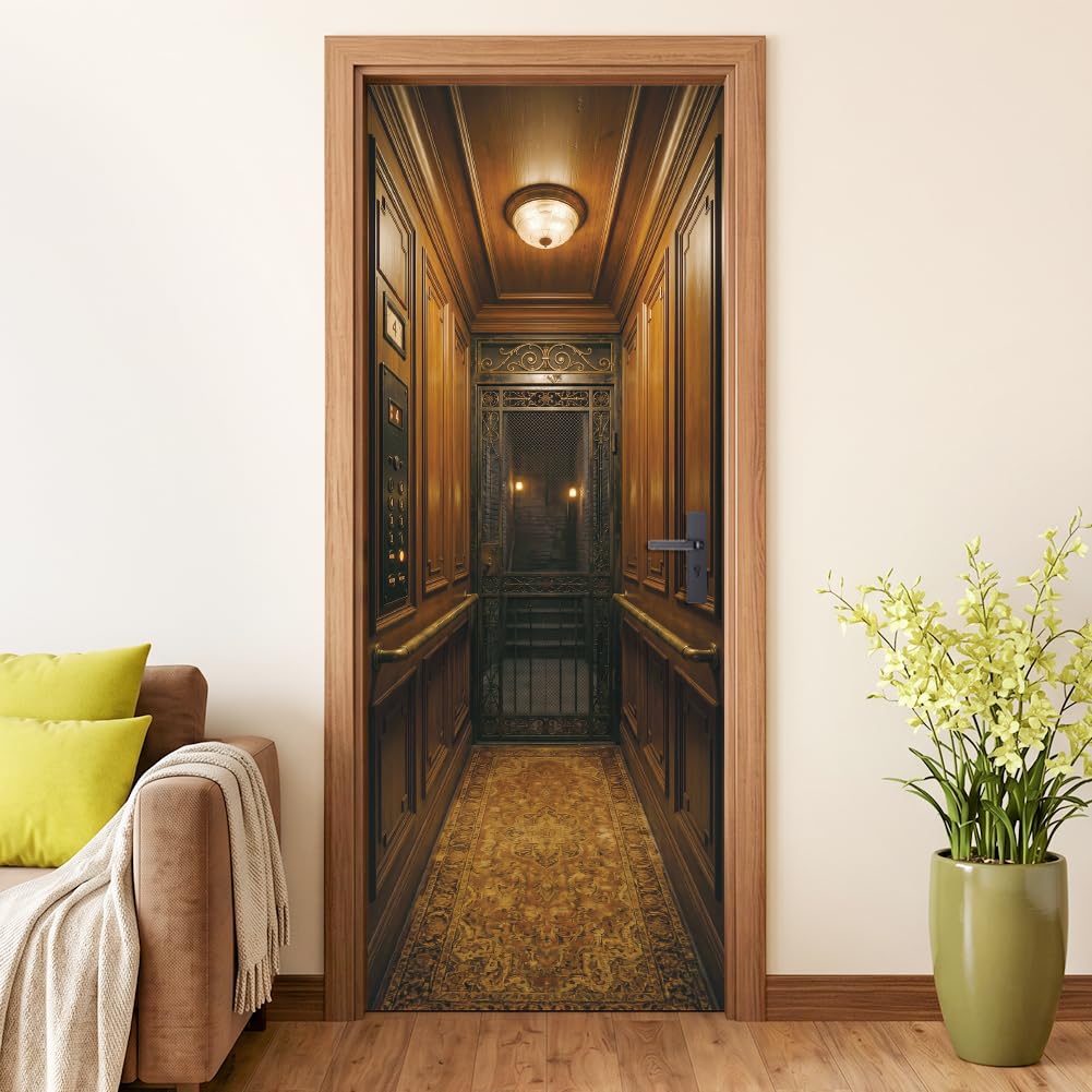 arricraft 2 Pcs Self-Adhesive Door Sticker, Vintage Elevator — image 1