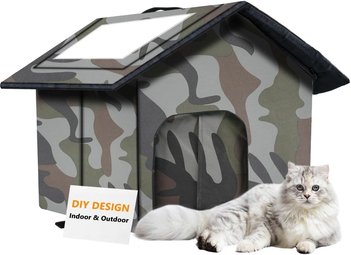 Casa para Gatos, Cama Gato Cueva Resistente Al Calor y Al Frío, Fácil de Limpiar, Casa para Gatos Exterior para Gatos y Perros Callejeros 35 X 36 X 39cm