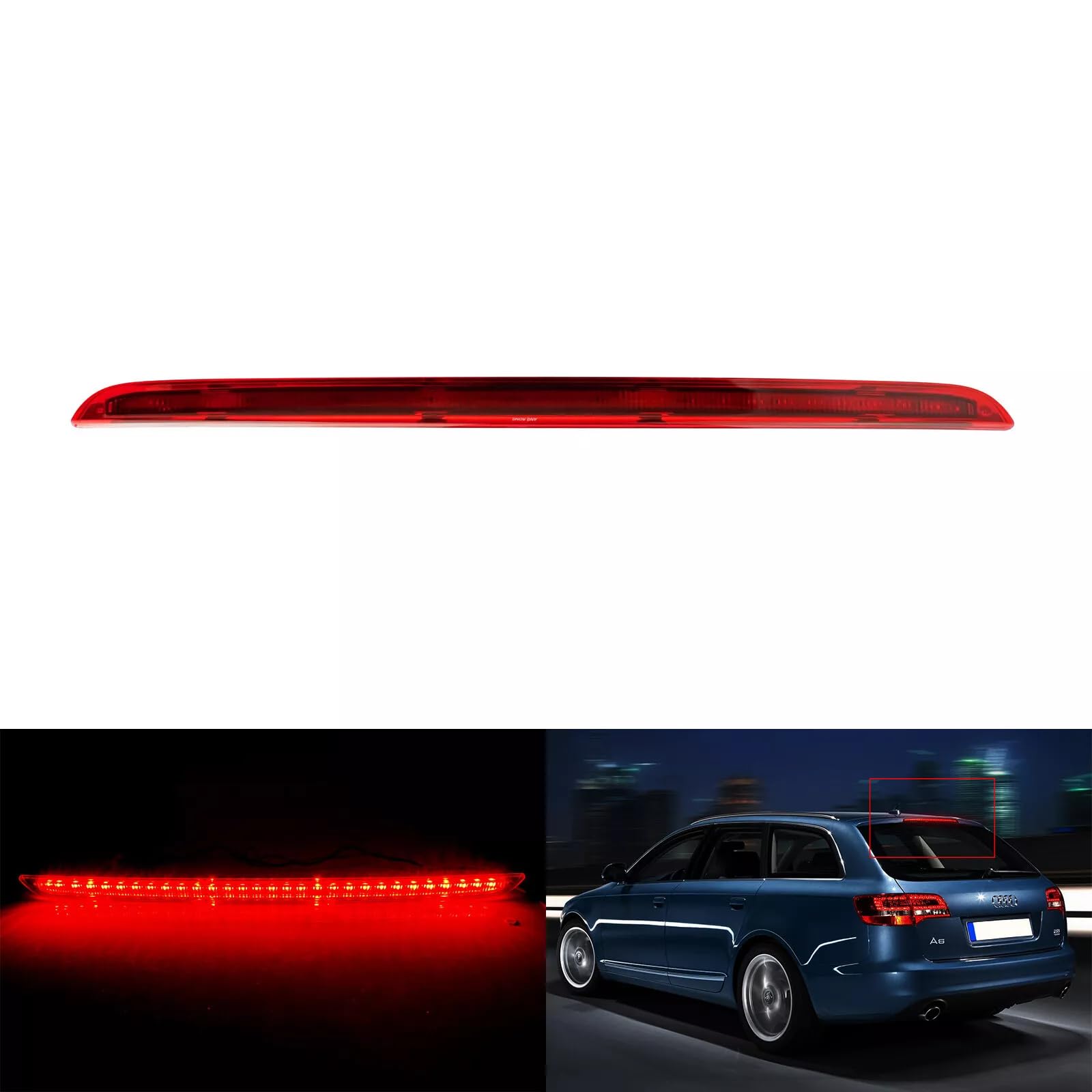 Terza luce freno posteriore High Level luce freno ricambio per 2005-2011 A6 Avant 4F5 S6 C6 4F9945097 923-271 (rosso)