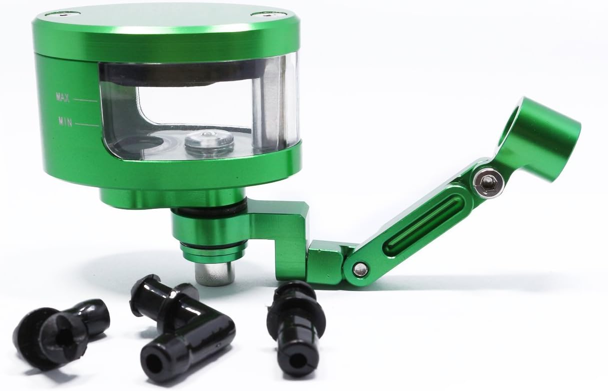 Motorcycle CNC Brake Clutch Master Cylinder Fluid Oil Reservoir Tank Cap+Bracket for Kawasaki Z750 Z800 Z1000 ZX6R ZZR600 ZX10R ZX14R (Green)