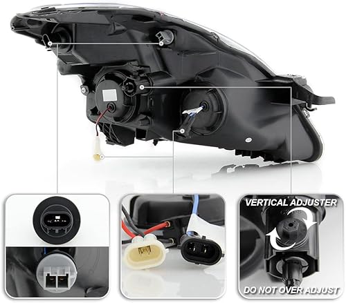 Miniatura 3 de ACANII - Para [modelo halógeno] 2008-2009 Altima 2 puertas Coupe carcasa negra LED tubo de luz proyector faros delanteros