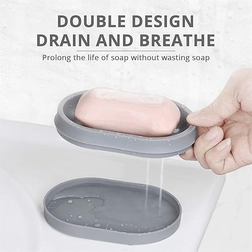 Miniatura 5 de 2 jaboneras para ducha jabonera portátil de plástico para el hogar cuarto de baño caja de jabón doble para accesorios de cocina y baño