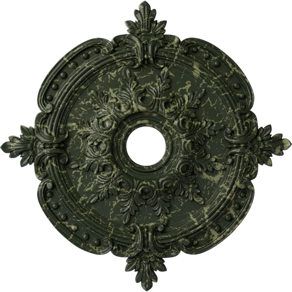 Ekena Millwork CM28BEPTC Benson Classic Ceiling Medallion, Painted Turtle Crackle
